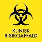 Klinisk risikoaffald klistermærke til affaldssortering