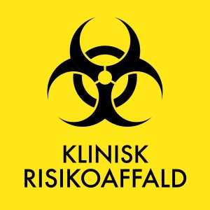 Klinisk risikoaffald klistermærke til affaldssortering