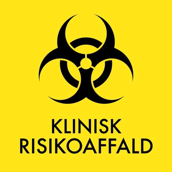 Klinisk risikoaffald klistermærke til affaldssortering